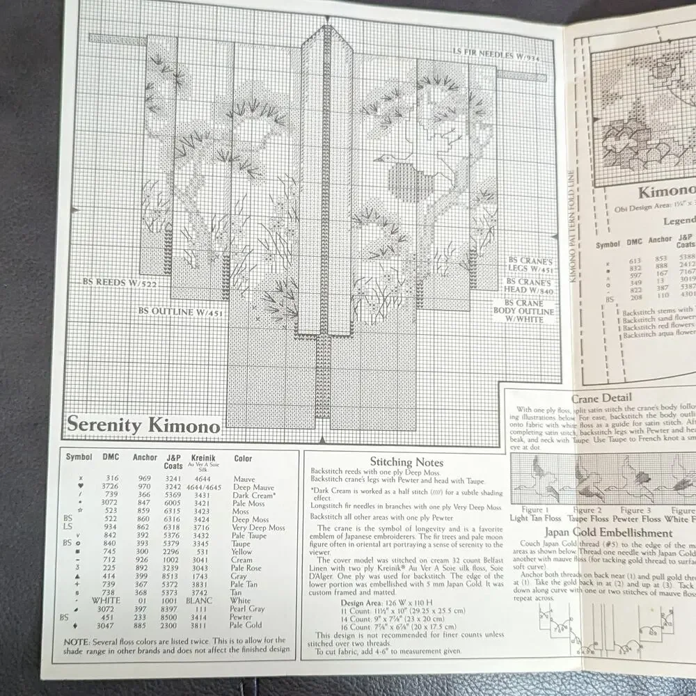 Kimono Cross Stitch Pattern Donna Gallagher 1990